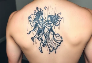 Two beautiful souls a God and a goddess dancing in the rain with pure Bliss tattoo idea