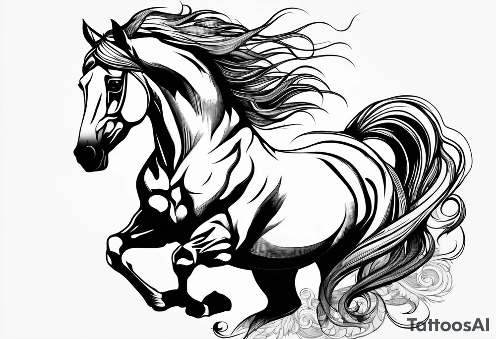 Line tattoo of a horse tattoo idea