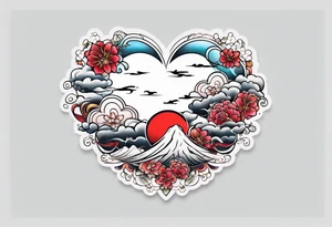 japanese clouds encirkling heart tattoo idea