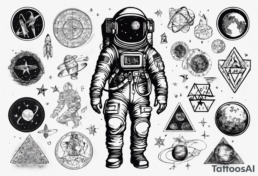 Astronaut surrounded by math tattoo idea