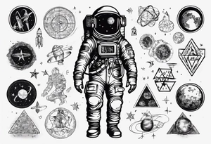 Astronaut surrounded by math tattoo idea