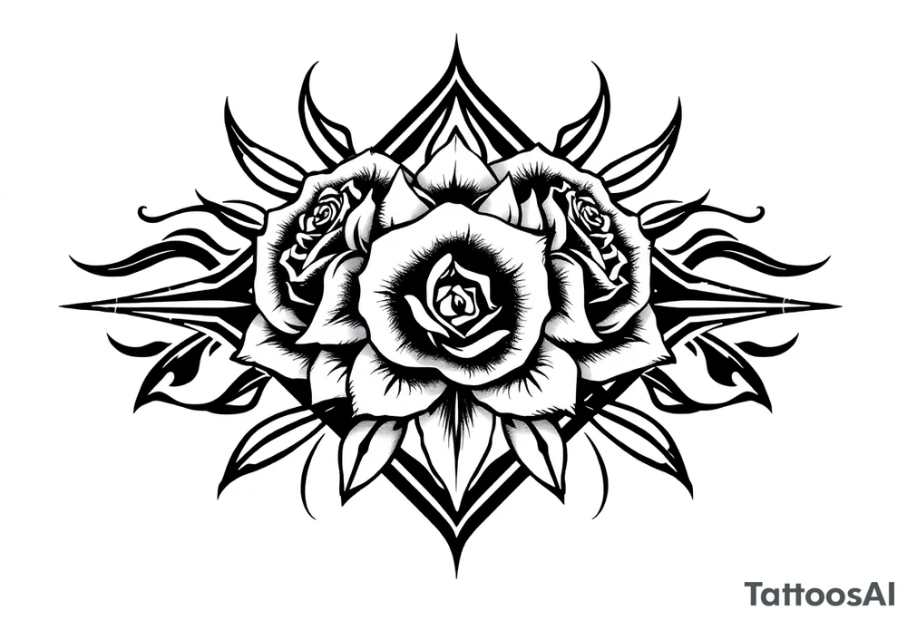 Roses inside of an elongated diamond shape tattoo idea