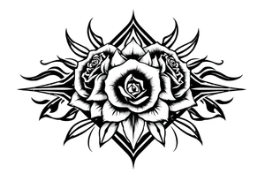 Roses inside of an elongated diamond shape tattoo idea