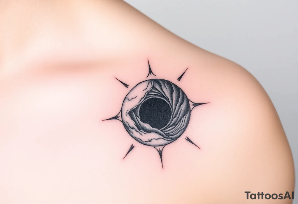 2 different worlds on both sides of a black hole tattoo idea