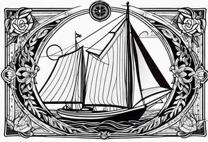 sailboat sail patched in such a way that it resembles a maritime lighthouse. tattoo idea