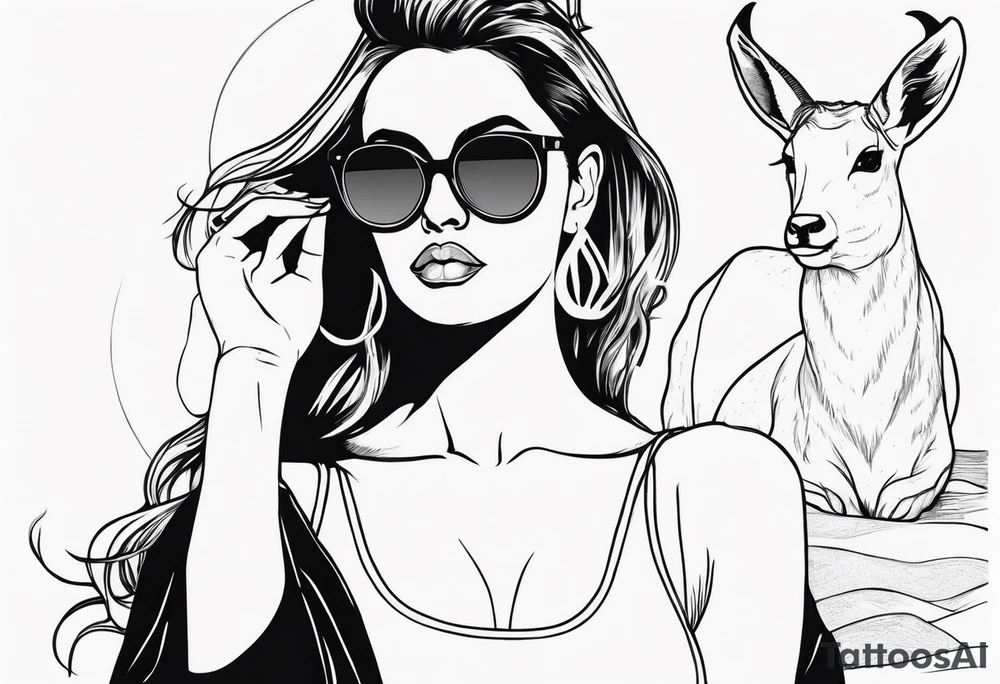 woman with big titts, capricorn with sunglasses tattoo idea