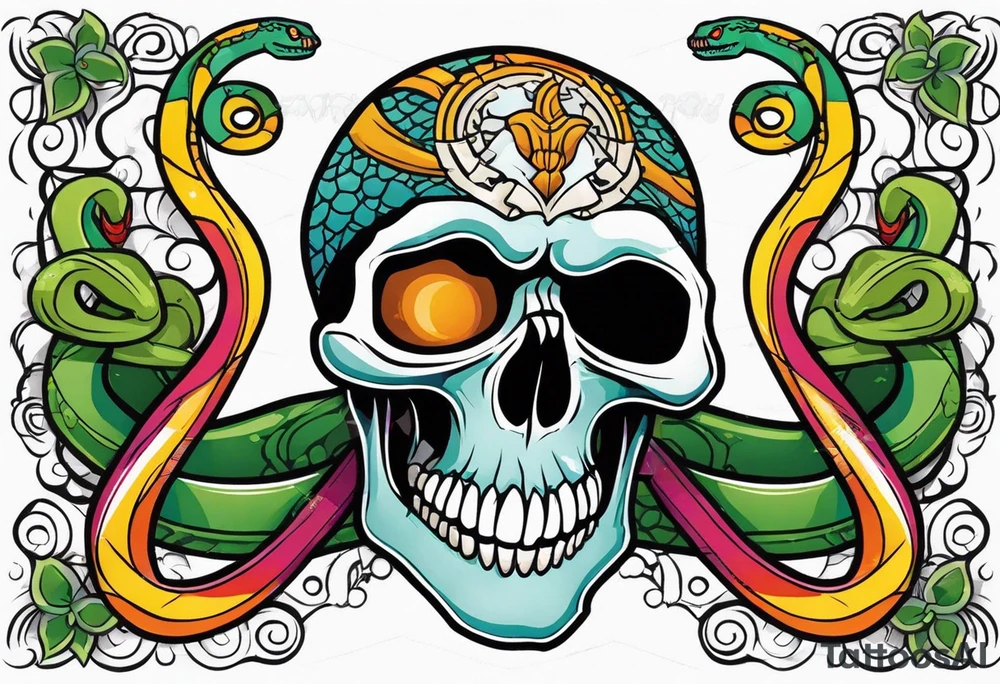 skull and snake tattoo idea