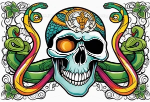 skull and snake tattoo idea