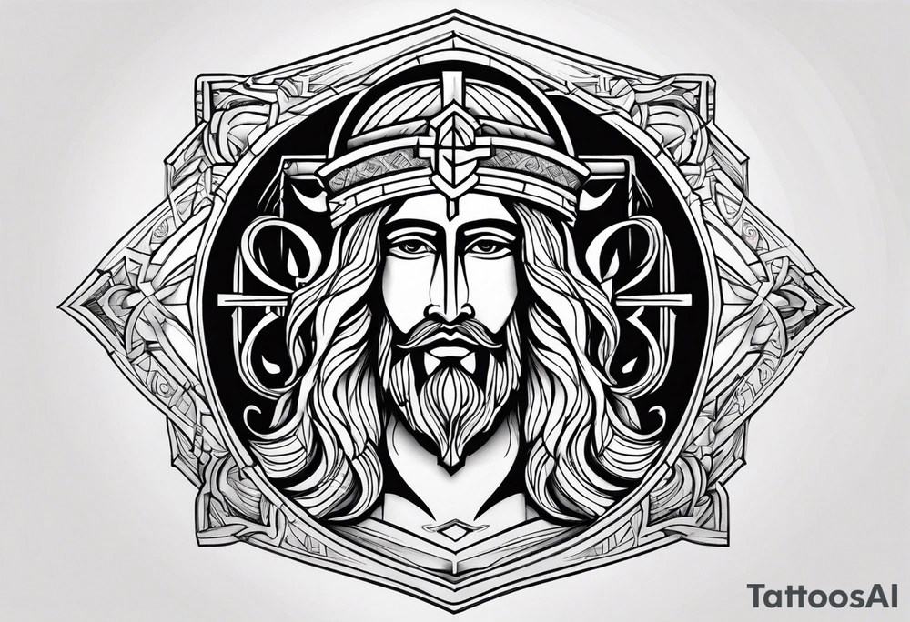 Dorado in lettering with Jesus tattoo idea