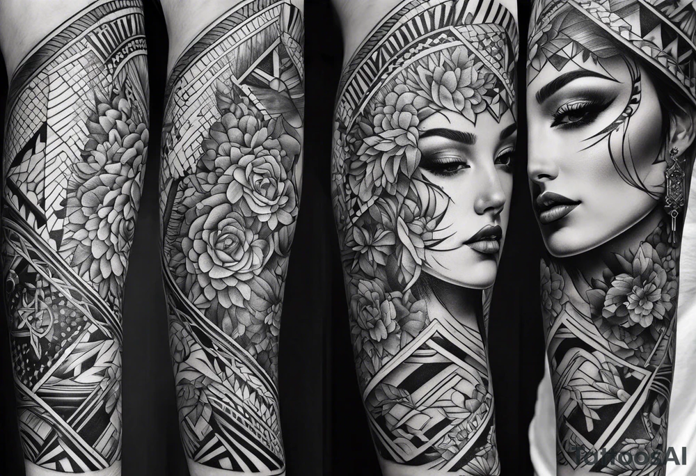 Full leg tattoo sleeve square tattoo idea