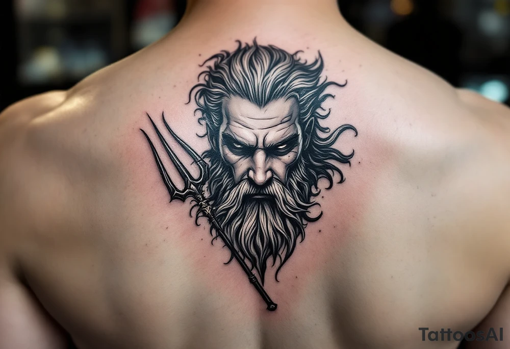 Poseidon with trident tattoo idea