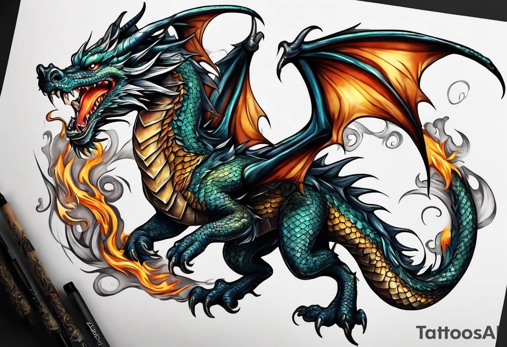 Dragon full body tattoo idea