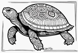 native american turtle with the name sam incorporated into thje shell design tattoo idea