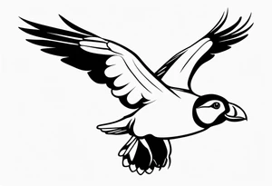 a black flying puffin 
 -  forarm Tattoo tattoo idea