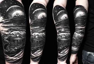 Interstellar tattoo showcasing struggle and success on right hand tattoo idea
