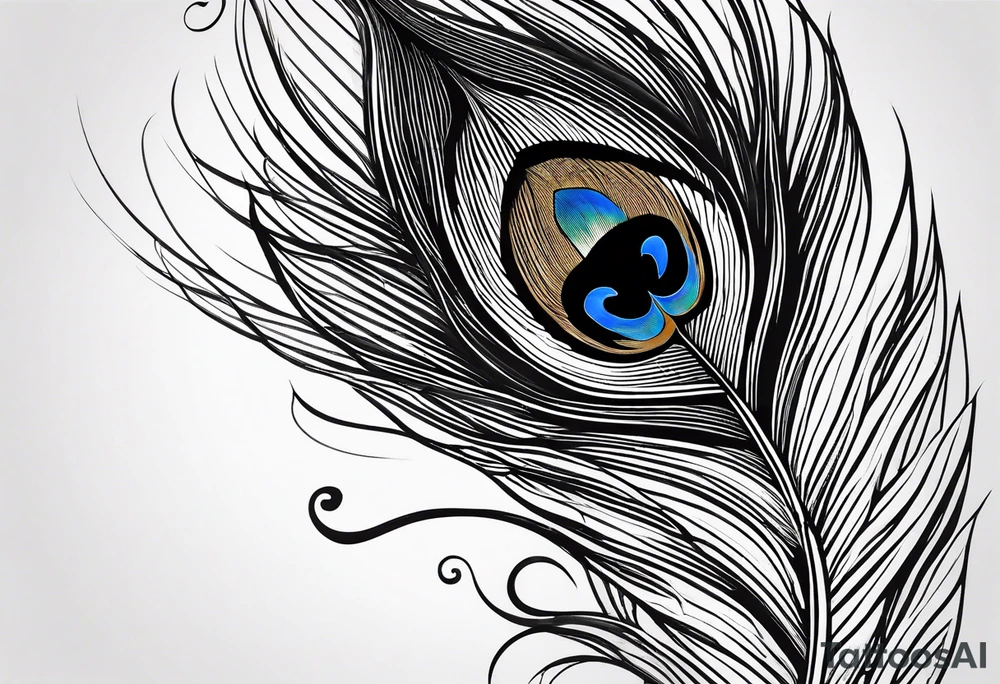 quill with peacock feather tattoo idea