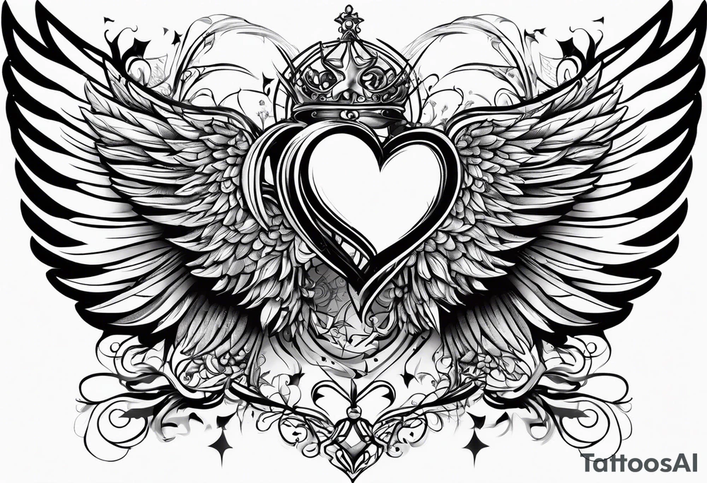 Y2K angel heart with wings tattoo idea