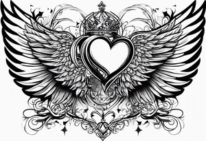 Y2K angel heart with wings tattoo idea