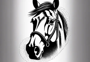 Horse portrait no shading tattoo idea
