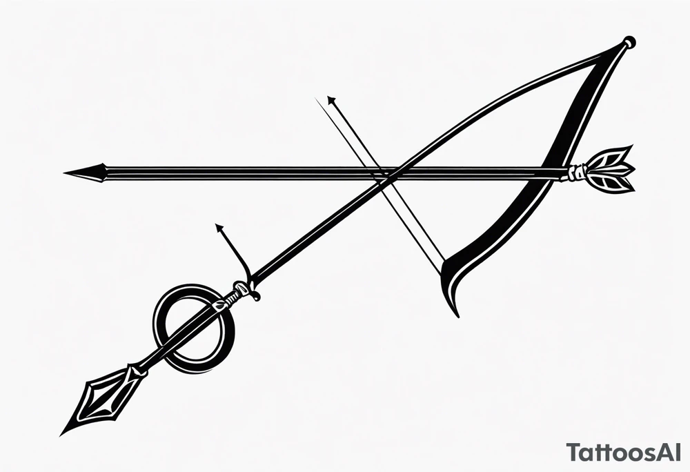 the saggitarius bow and arrow, the arrow will serve as the libra scales base, do a mix of them tattoo idea