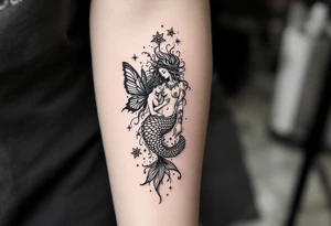mermaid and fairy small tattoo idea