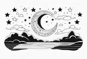 Moon phases stars clouds tattoo idea