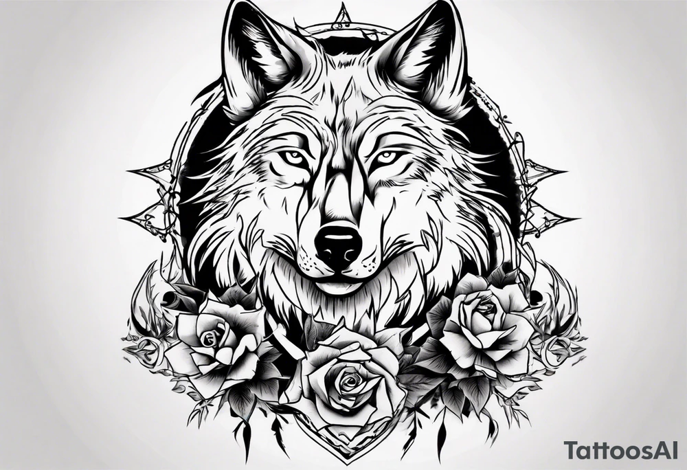 wolf head tattoo idea