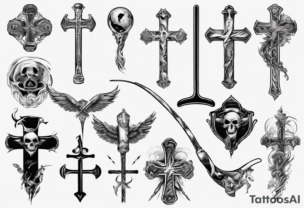 Memorai Hockey stick cross tattoo idea