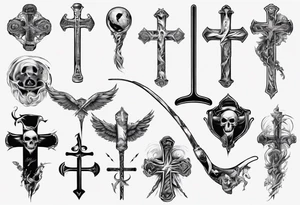 Memorai Hockey stick cross tattoo idea