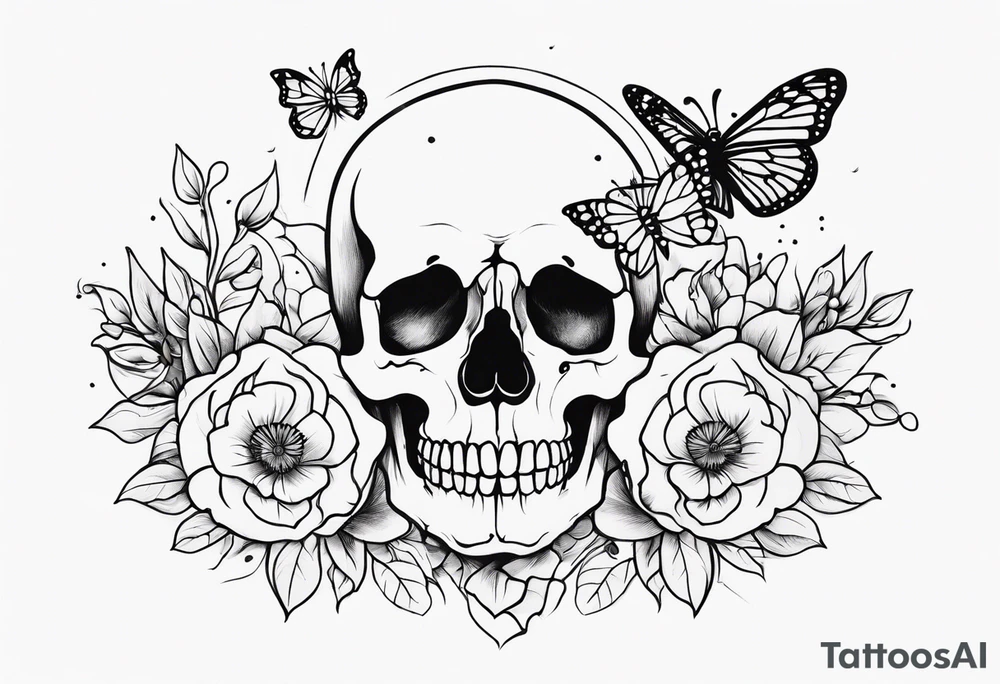 full body skeleton
 flowers and butterflies
simple design minimal tattoo idea