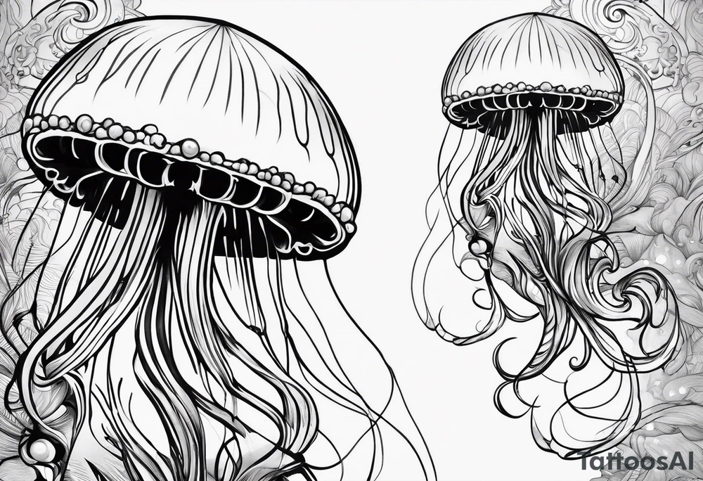 jellyfish with a small head and really long tentacles tattoo idea