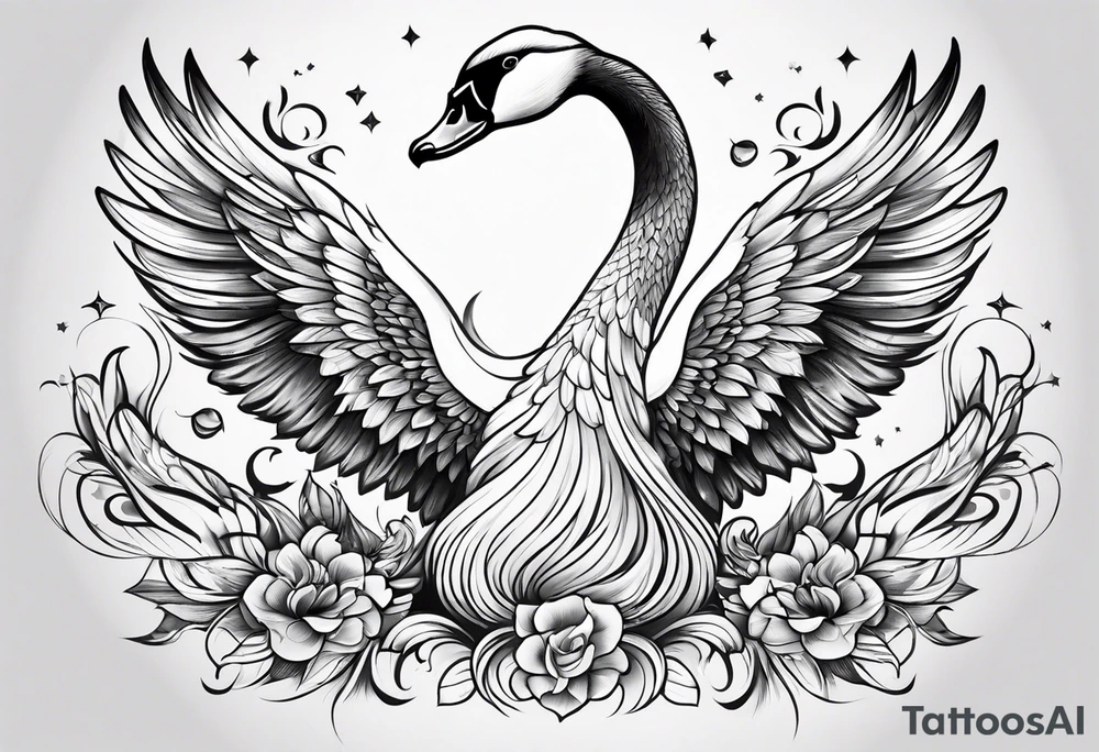 Beautiful swan tattoo idea