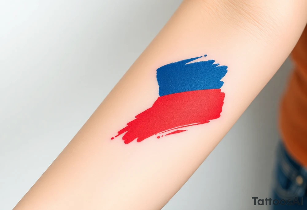 A stylized Czech flag in brushstroke style, with a hand-painted aesthetic and dynamic motion tattoo idea