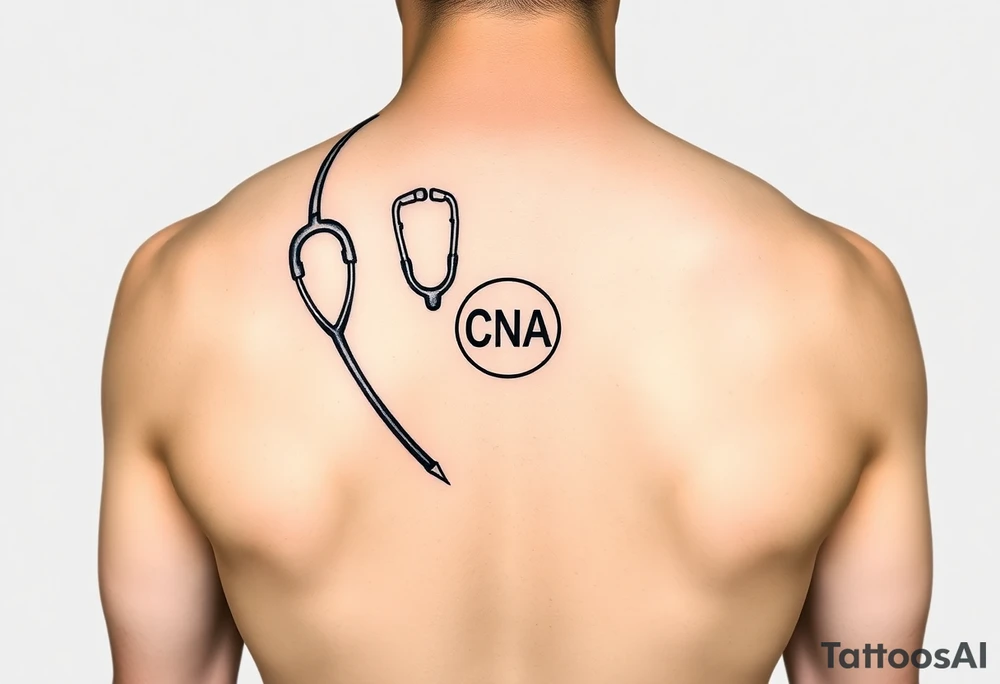 Doctors Stethoscope with the CNA symbol, realistic tattoo idea