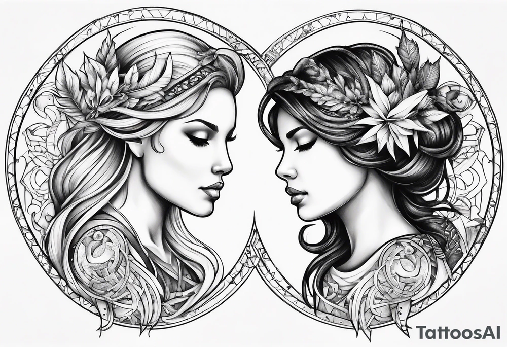 Virgo and Sagittarius zodiac signs blended together tattoo idea