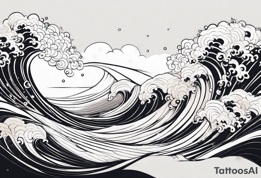 minimalistic calm wave background tattoo idea