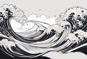 minimalistic calm wave background tattoo idea