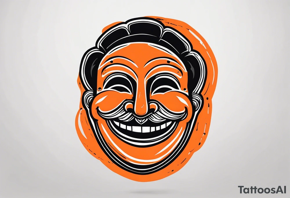Laughing mask that is orange and black tattoo idea