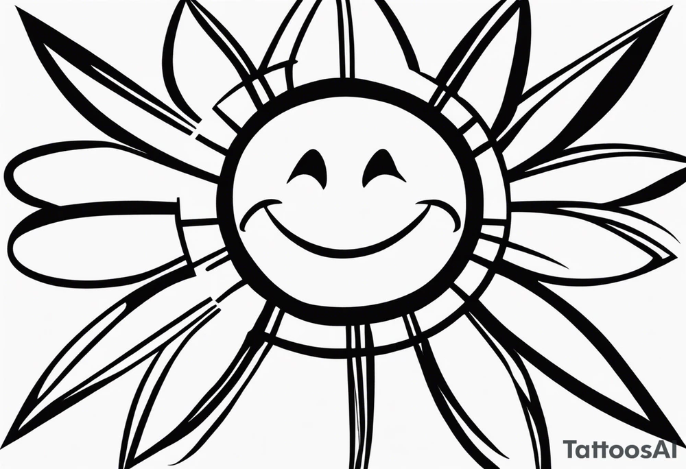 A black and white, fine-lined picture silhouette with a very simple and tiny smiley in the middle tattoo idea