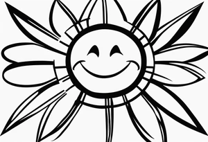 A black and white, fine-lined picture silhouette with a very simple and tiny smiley in the middle tattoo idea