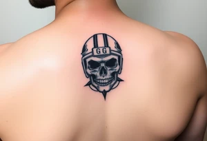 Skull wearing football helmet initials GG tattoo idea