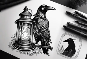 plague doctor, lantern, fire, raven tattoo idea