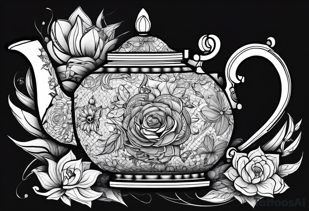 Teapot with 3-d cube tattoo idea
