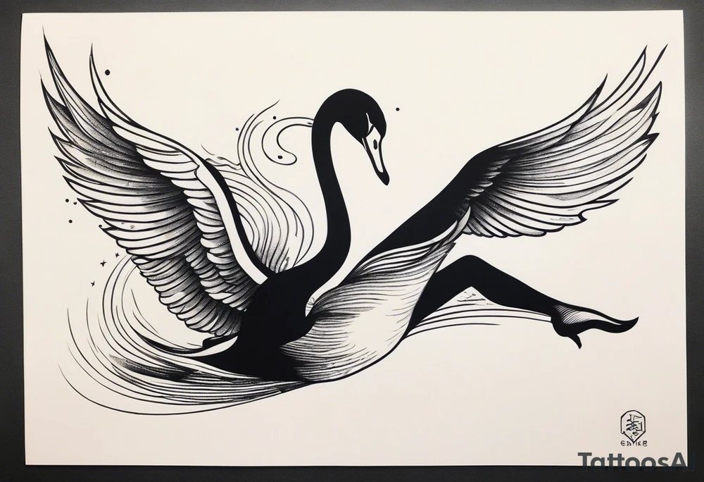 woman swan diving off of a cigarette tattoo idea