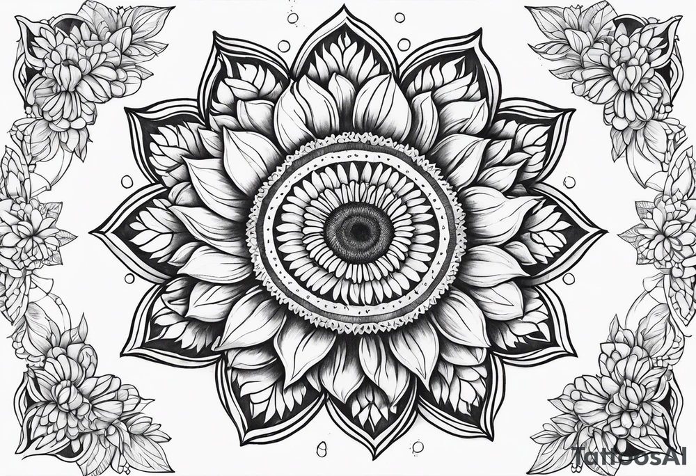 Sunflower mandala tattoo idea