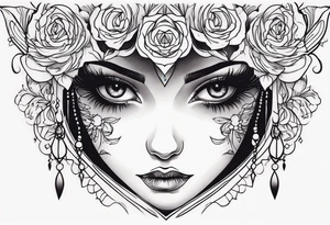 Sad girl Gothic eyes rolled back tattoo idea