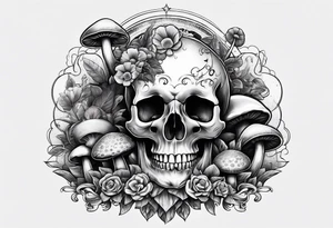 Skull magic mushrooms tattoo idea