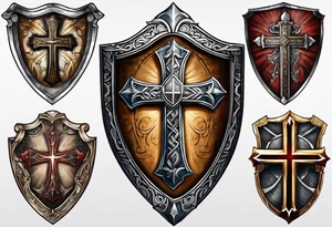 shield with the cross of Christ tattoo idea