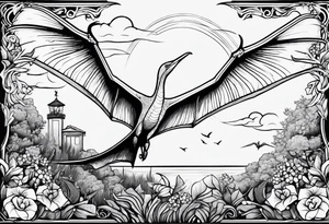 Pterodactyl in a garden tattoo idea