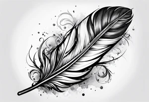 pen wrapped in feather tattoo idea